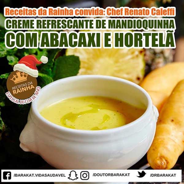 Creme refrescante de mandioquinha com abacaxi e hortelã