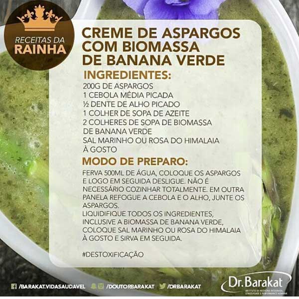 Creme de aspargos com biomassa de banana verde